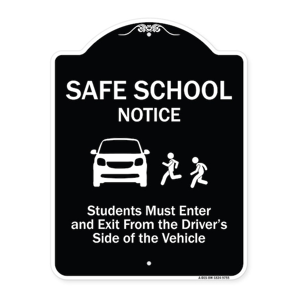 Designer Series-Safe School Students Must Enter And Exit From Driver Si, 18" L, 24" H, BW-1824-9755